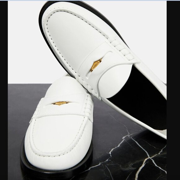 NEW White Leather Burberry Penny Loafers US 8 - Picture 1 of 7